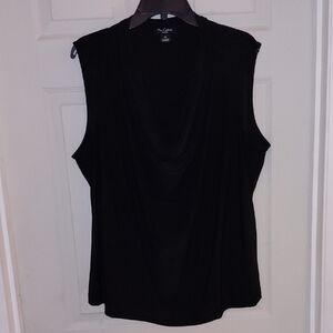 Nue Options Woman Black Sleeveless Top, Flattering Draped Neck, 2X